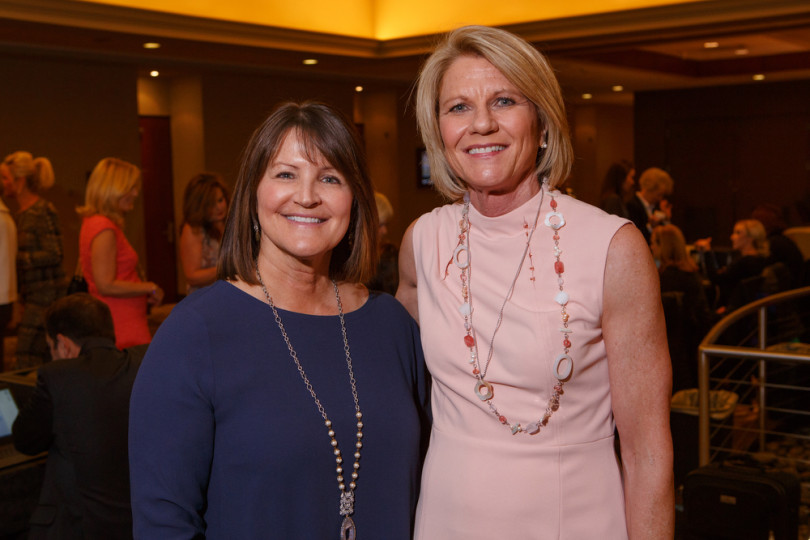 Guild President-Elect, Barb Oberfeld, and President, Christy Alberts.  The 2017 Brass Ring Luncheon, benefiting The Barbara Davis Center for Diabetes and The Guild of the Children's Diabetes Foundation, at Denver Marriott City Center in Denver, Colorado, on Friday, March 24, 2017. Photo Steve Peterson